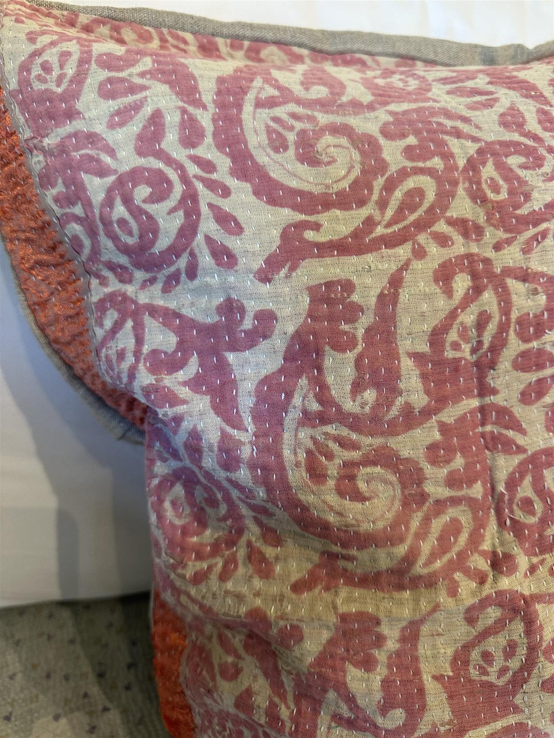 Putetrekk vintage kantha 60 x 60 cm Nr 25