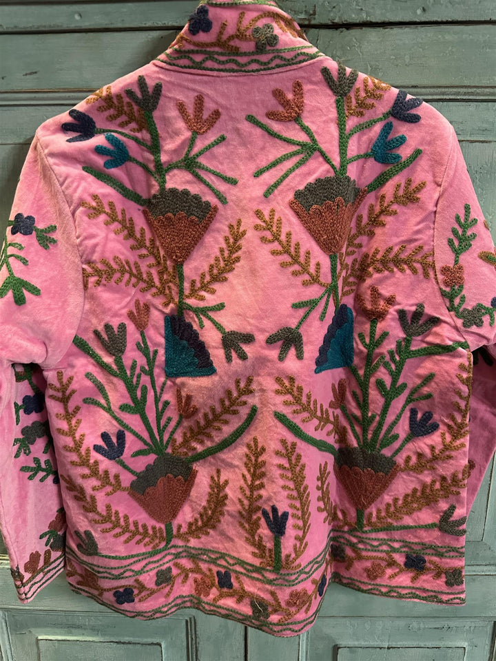 Anouska jakke velur med broderier light pink