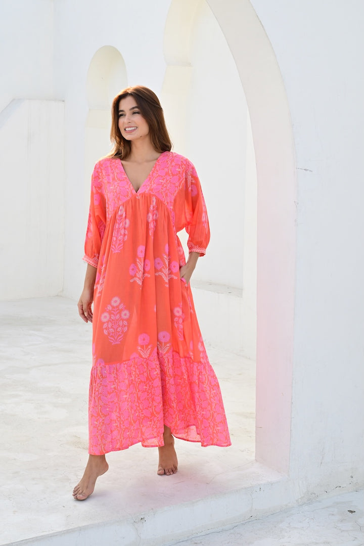 Antibes lang kjole orange