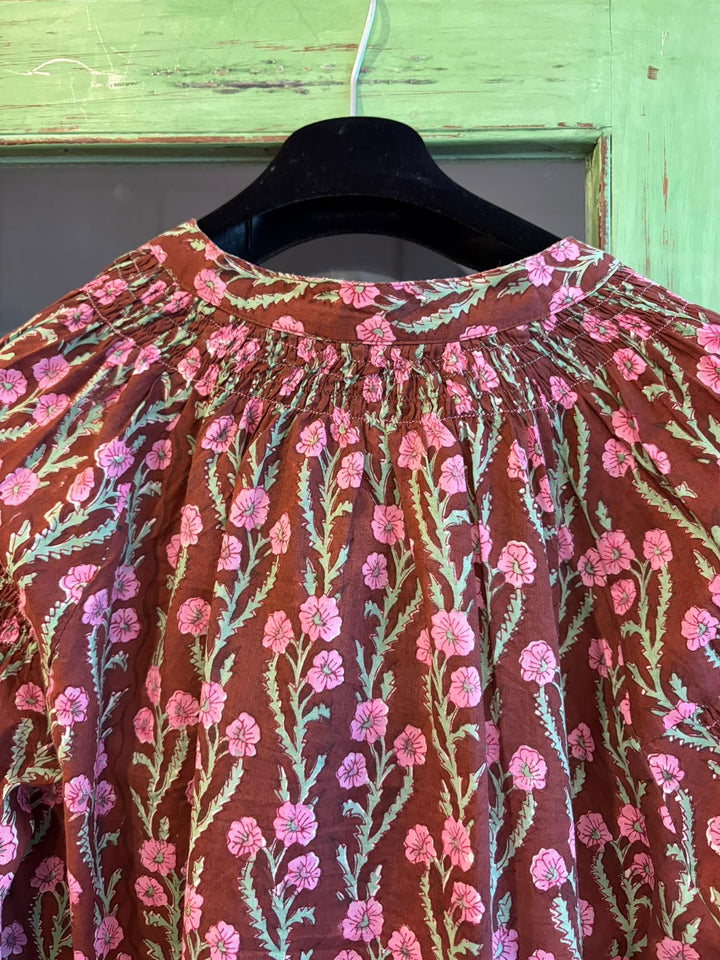 Kara bluse brun & rosa