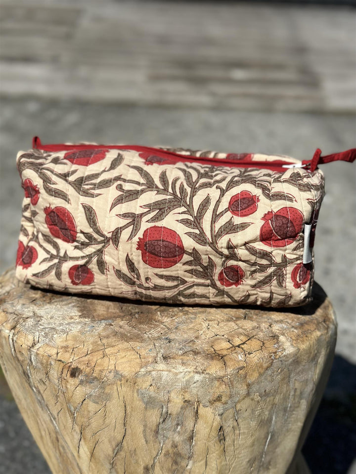 Toalettmappe blokktrykket pomegranate