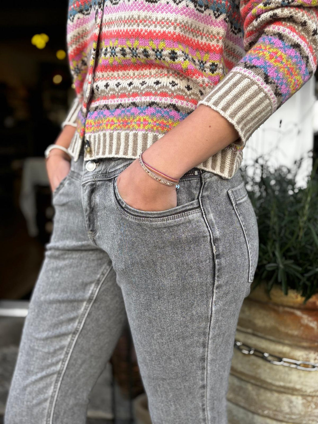 Sienna bukse zip grey denim