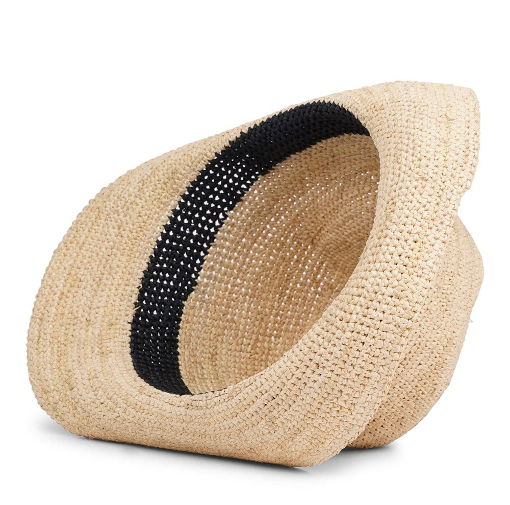 Viviani raffia hatt sort stripet