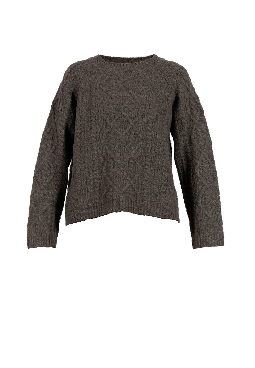 Cortney cable knit genser dusty brown melange