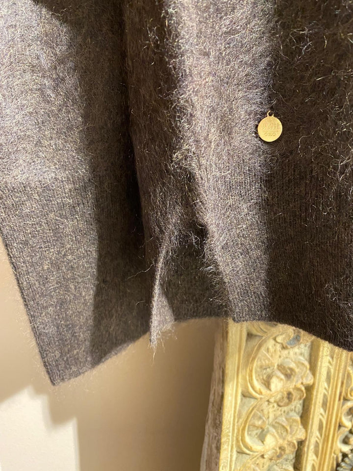 Cardigan børstet cashmere brun