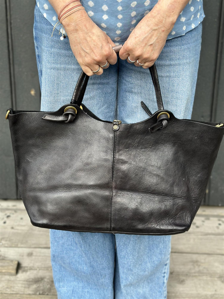 Shopping grande vacchetta bag black