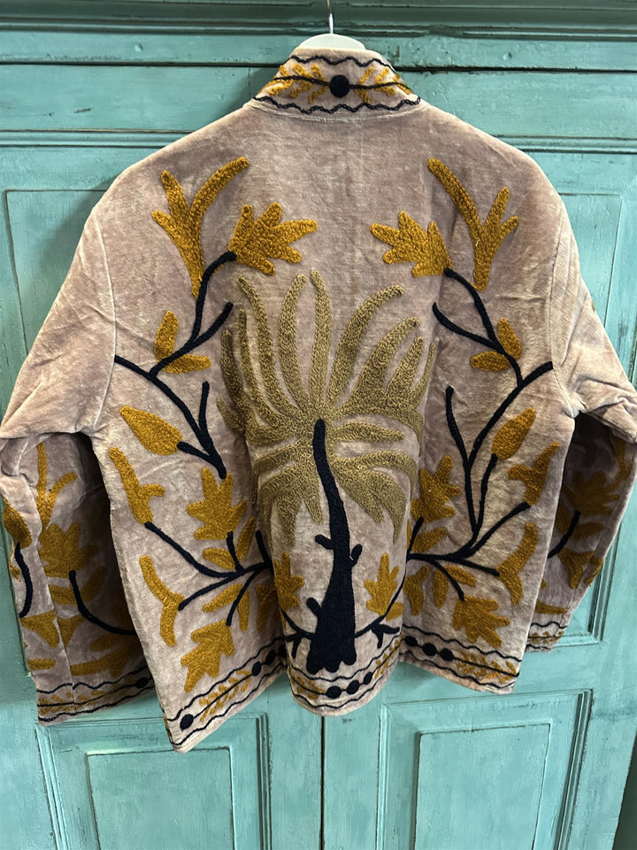 Anouska jakke velur med broderier dusty pink