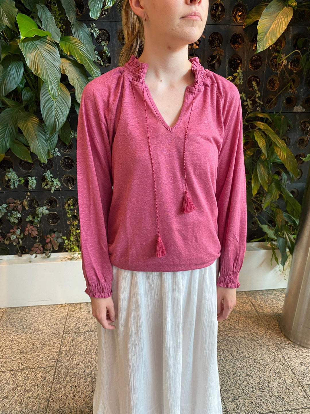 Minos bluse 100% lin crushed berry