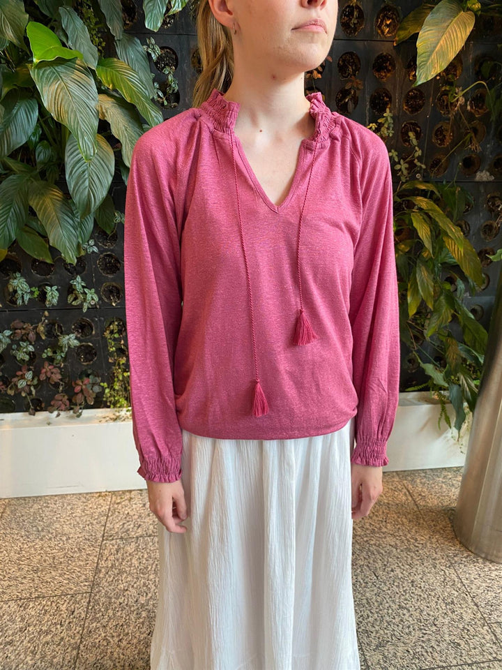 Minos bluse 100% lin crushed berry
