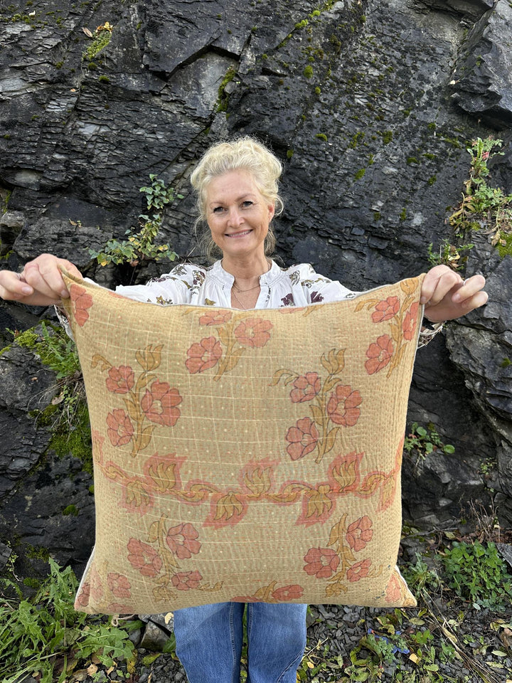 Putetrekk vintage kantha 50x50 cm Nr 94