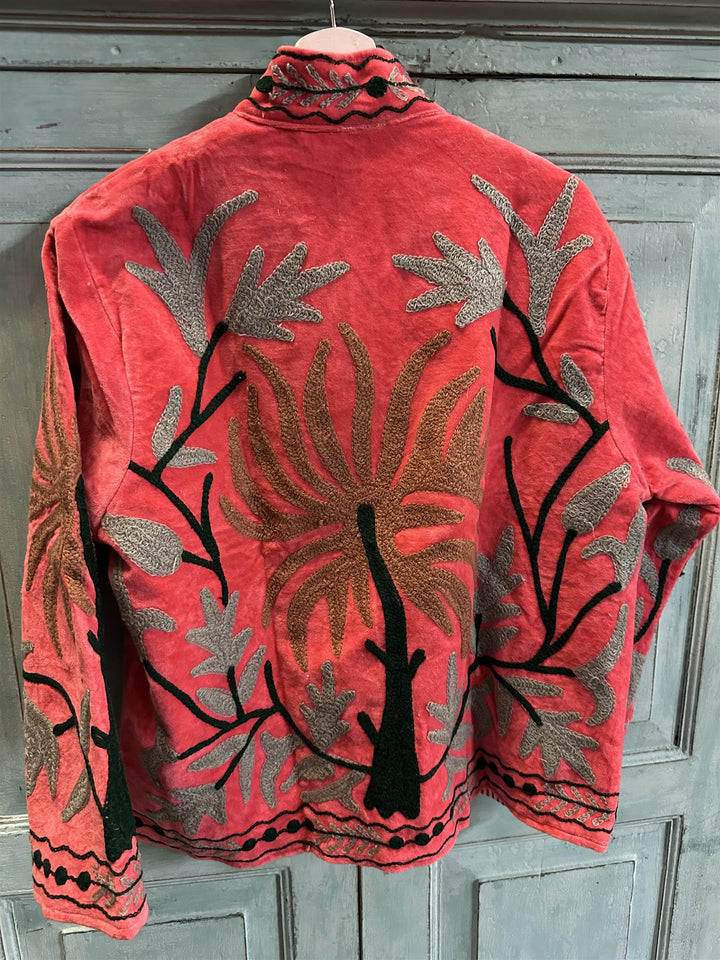 Anouska jakke velur med broderier coral