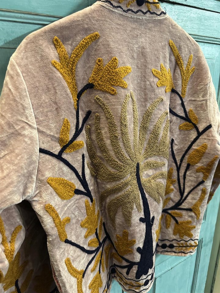 Anouska jakke velur med broderier dusty pink