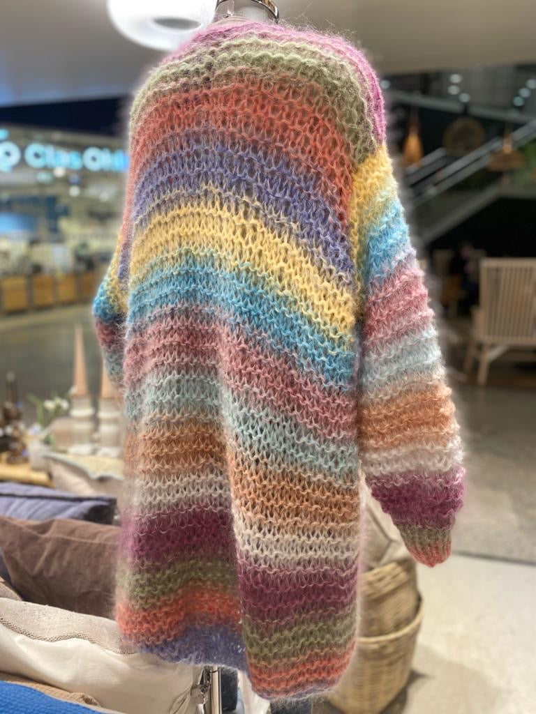 Mohair cardigan waffle lang multicolur