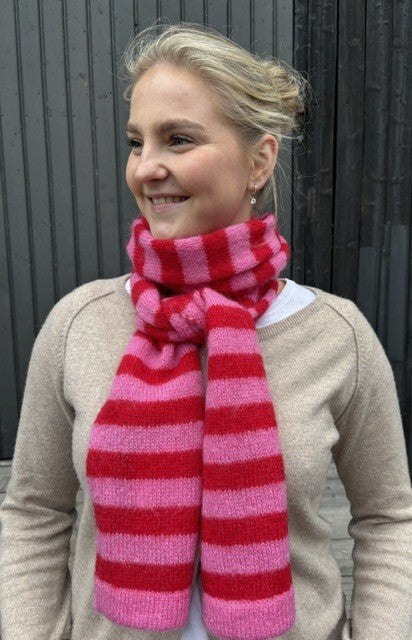 Rosas skjerf mohair stripet rosa