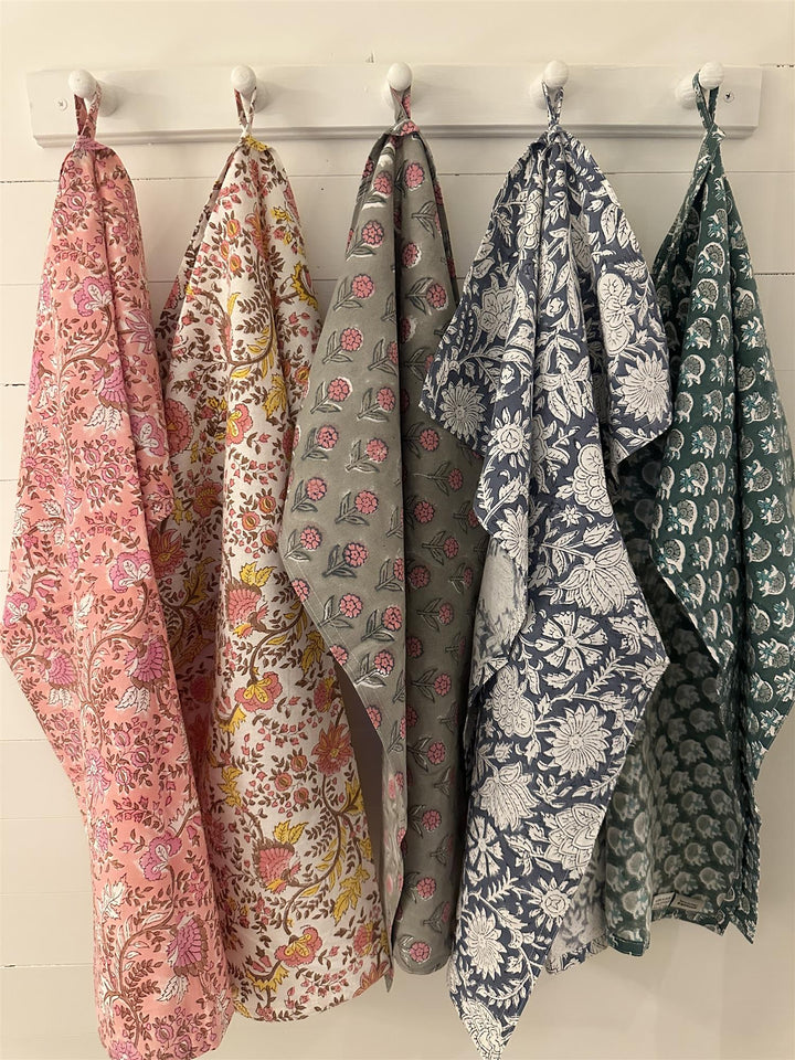 Kjøkkenhåndkle Fleur yellow blokkprint