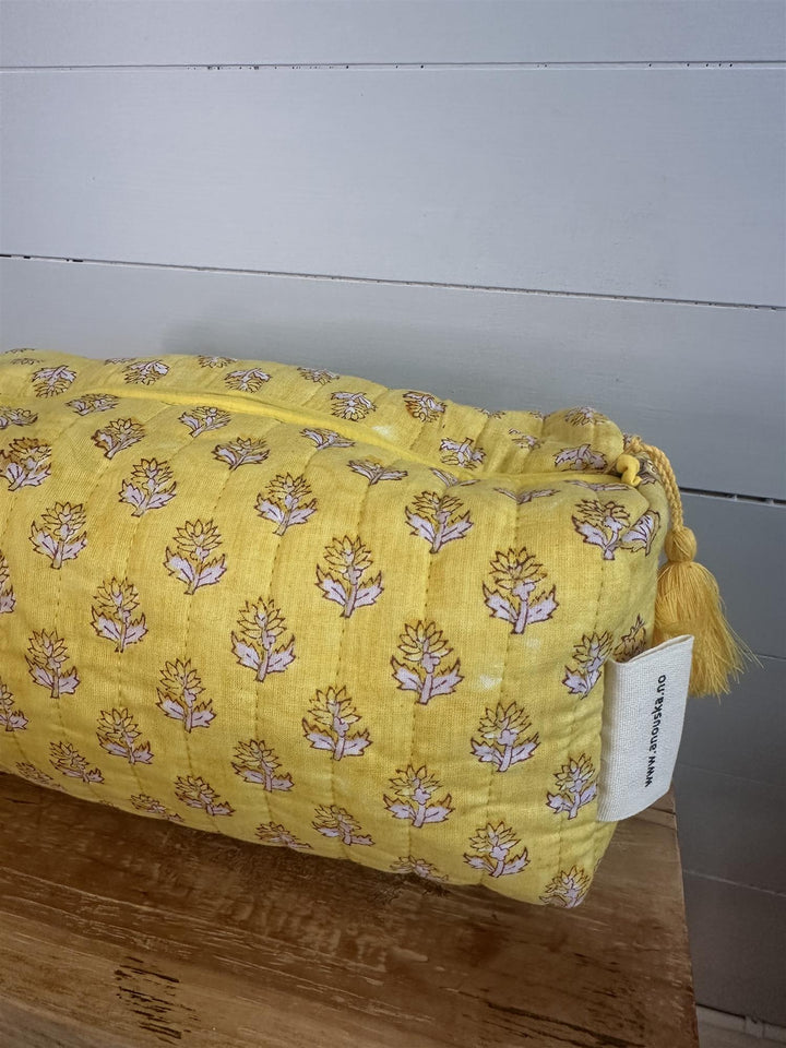 Toalettmappe blokktrykket Clementine yellow