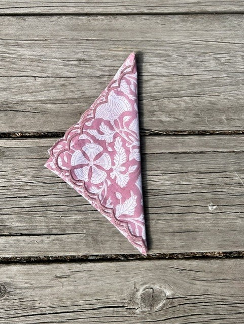 Serviett blokktrykket old rose