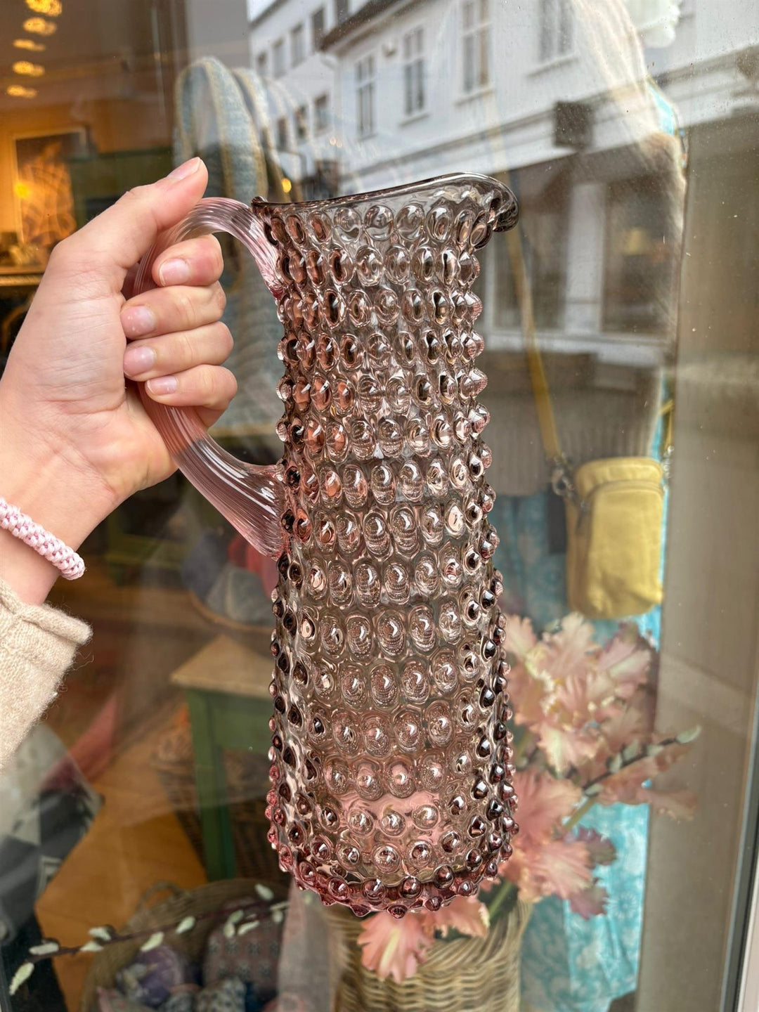 Hobnail tall jug Galaxy rosaline