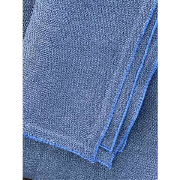 Serviett 100% lin 45x45 cm Jeans blue med greek blue zig zag