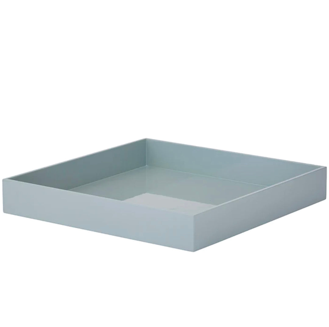 Lacquer square tray  40 x 40 cm misty blue