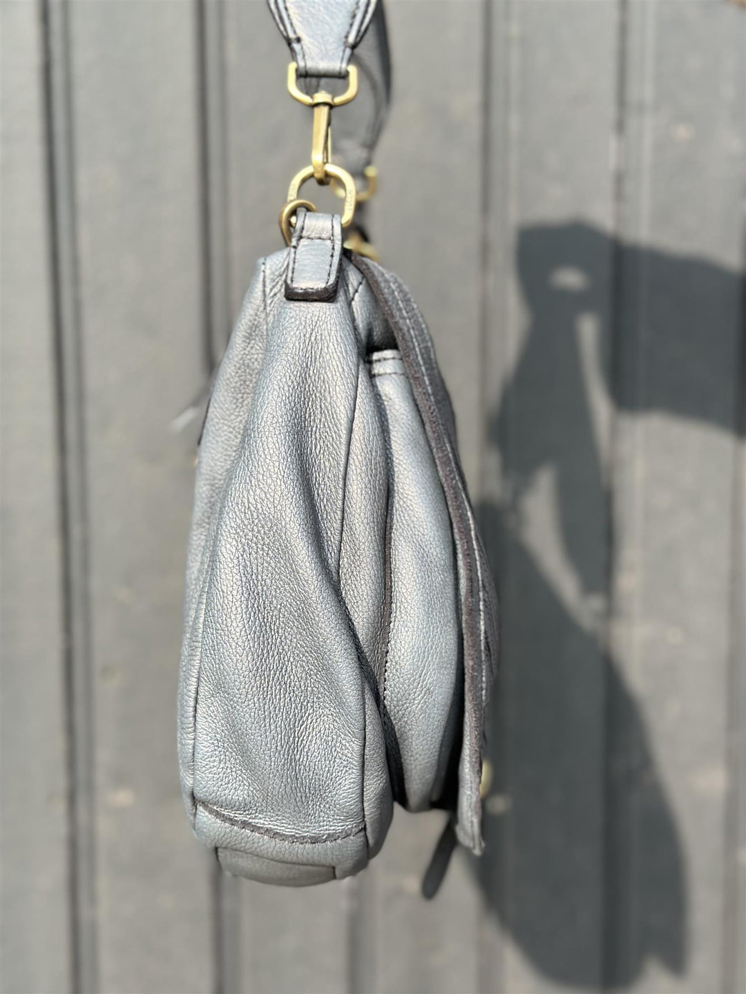 Skinnveske patchwork small shoulder bag dye grey