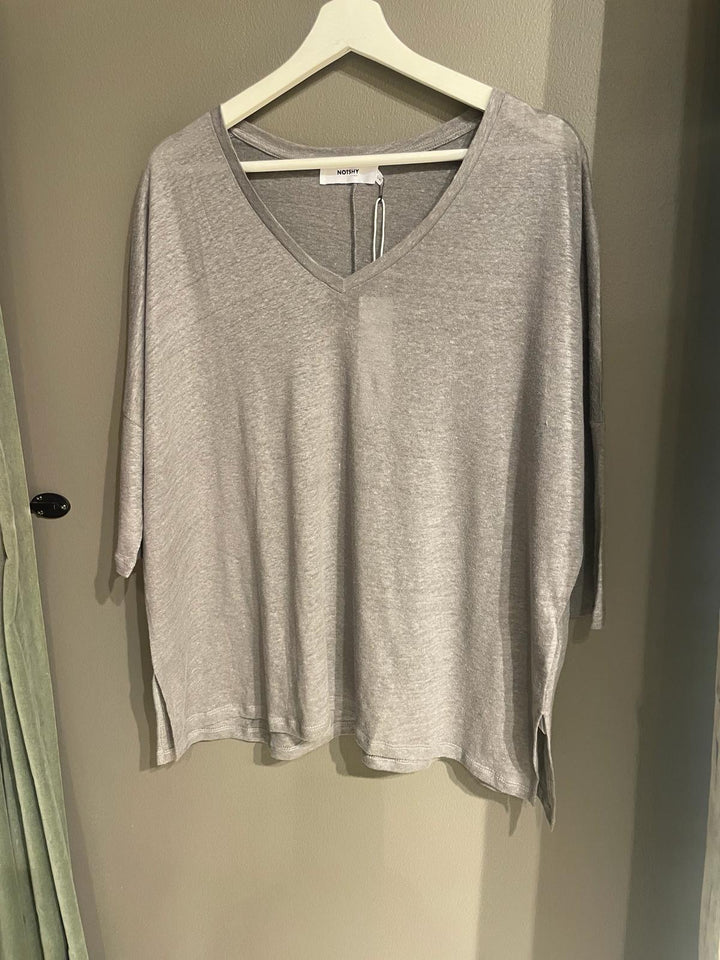 Emilie oversized t-skjorte 100% lin ardoise